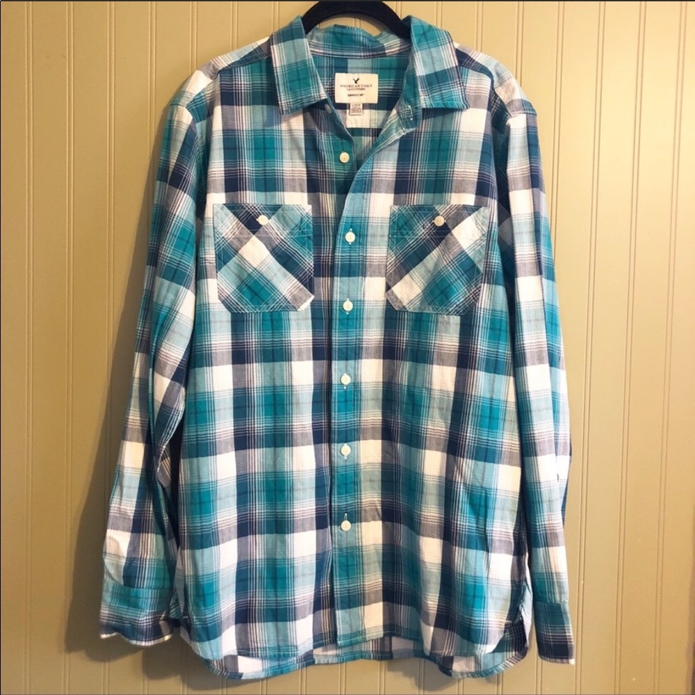 NWT American Eagle Plaid Button Down